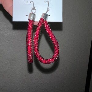 Red Crystal Loop Earrings